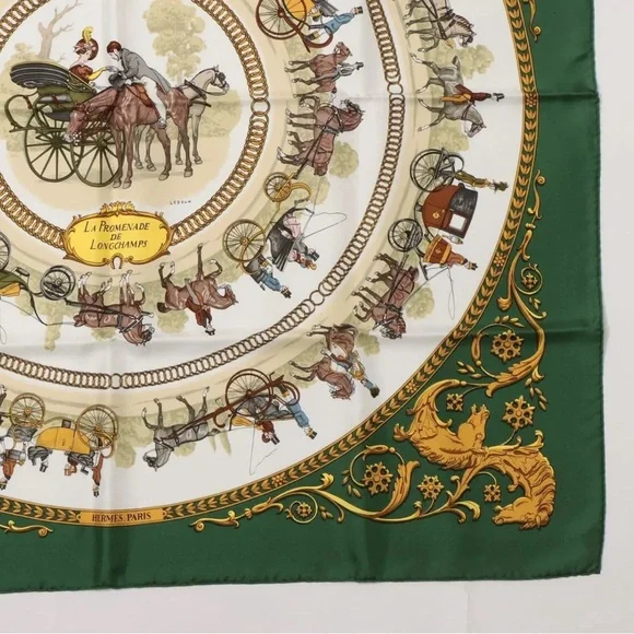 Hermes Carre 90 La Prominade De Longchamps A Walk To Longchamp Silk Scarf
